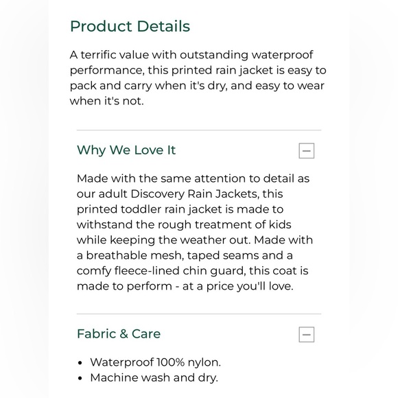 L.L. Bean Toddlers’ Discovery Rain Jacket - Picture 10 of 11